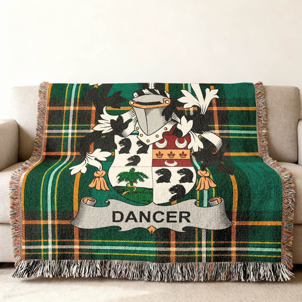 Green Plaid Dancer Family Crest Name Design Throw product type