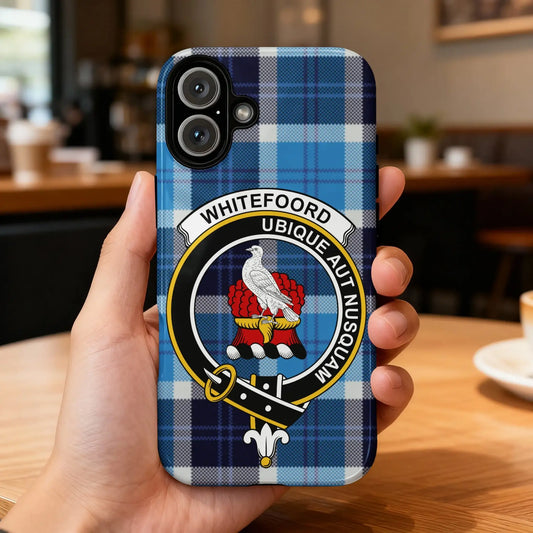 Whitefoord Ubique Aut Nusquam Blue Tartan Phone Case