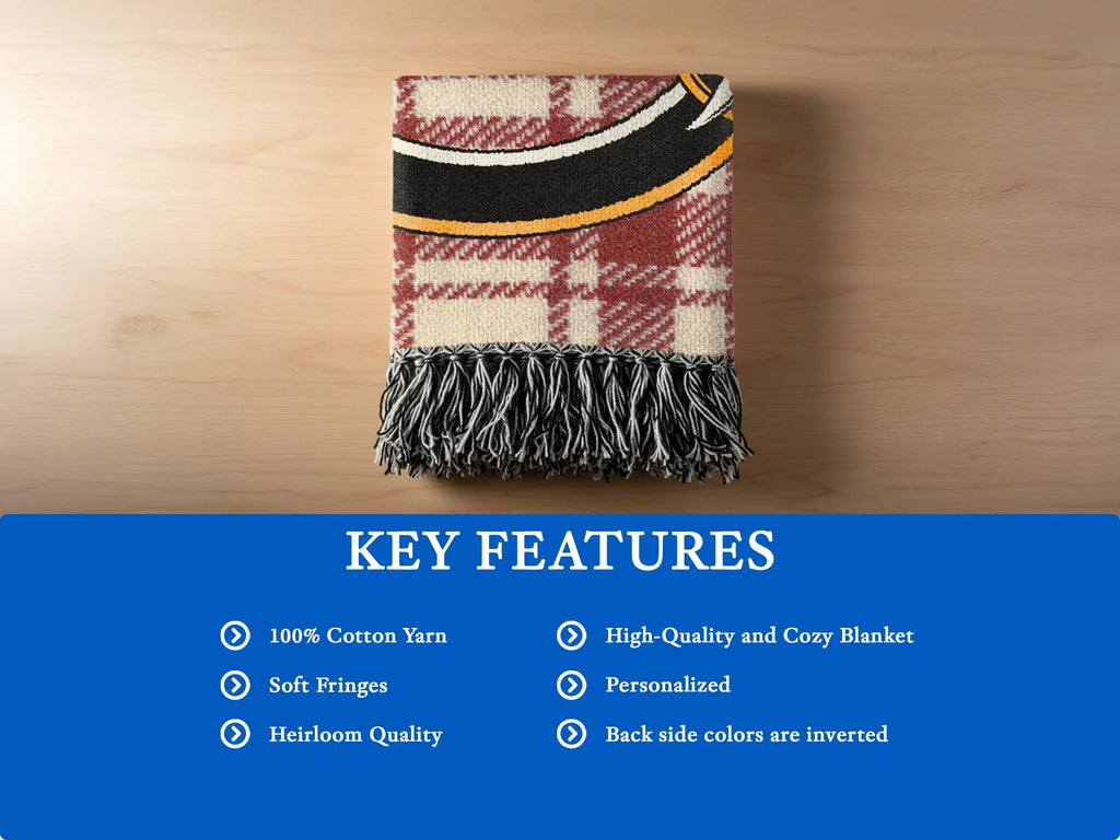 Menzies clan woven blanket size comparison — 52x37, 60x50 and 80x60 inch cotton tartan options