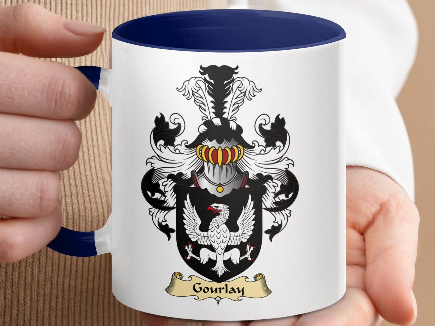 Gourlay Scottish Clan Coat of Arms Design Coffee Mug - Living Stone Gifts