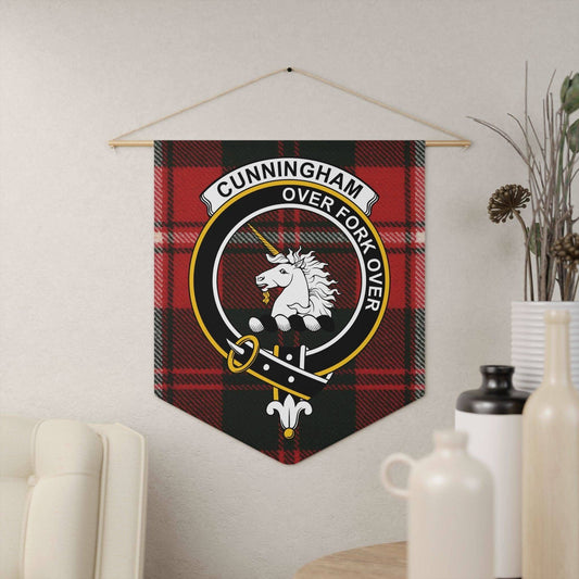 Cunningham Clan Scottish Tartan Unicorn Wall Pennant - Celtic Ancestry Gifts