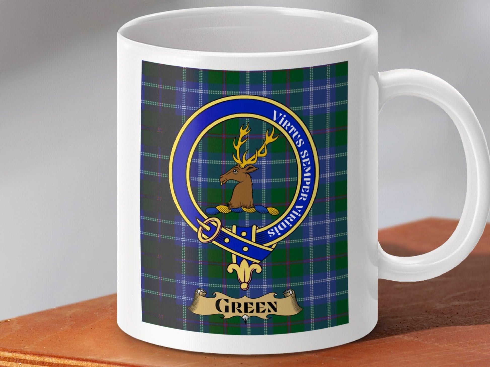 Scottish Clan Green Plaid Crest Ceramic Mug product