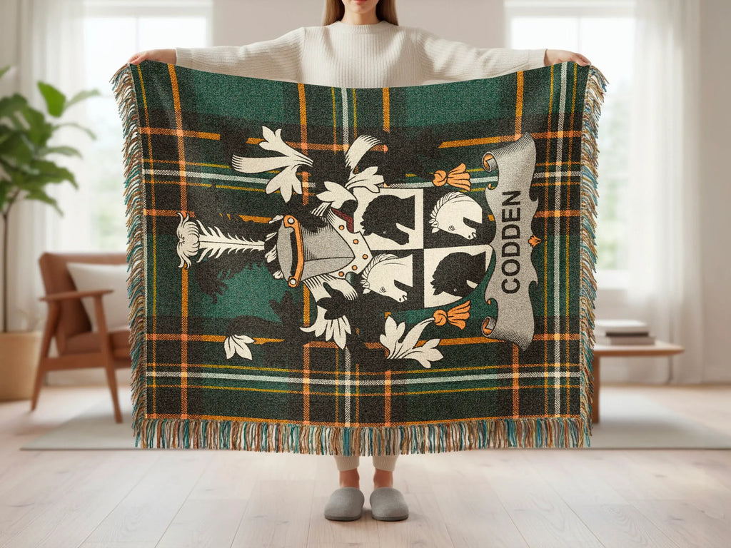 Plaid pattern CODDEN family crest throw product type