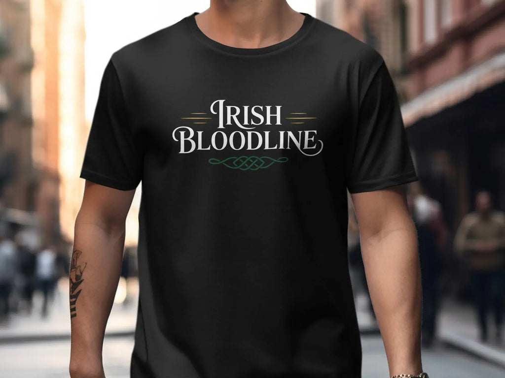 Irish Bloodline Design on Black T-shirt Product