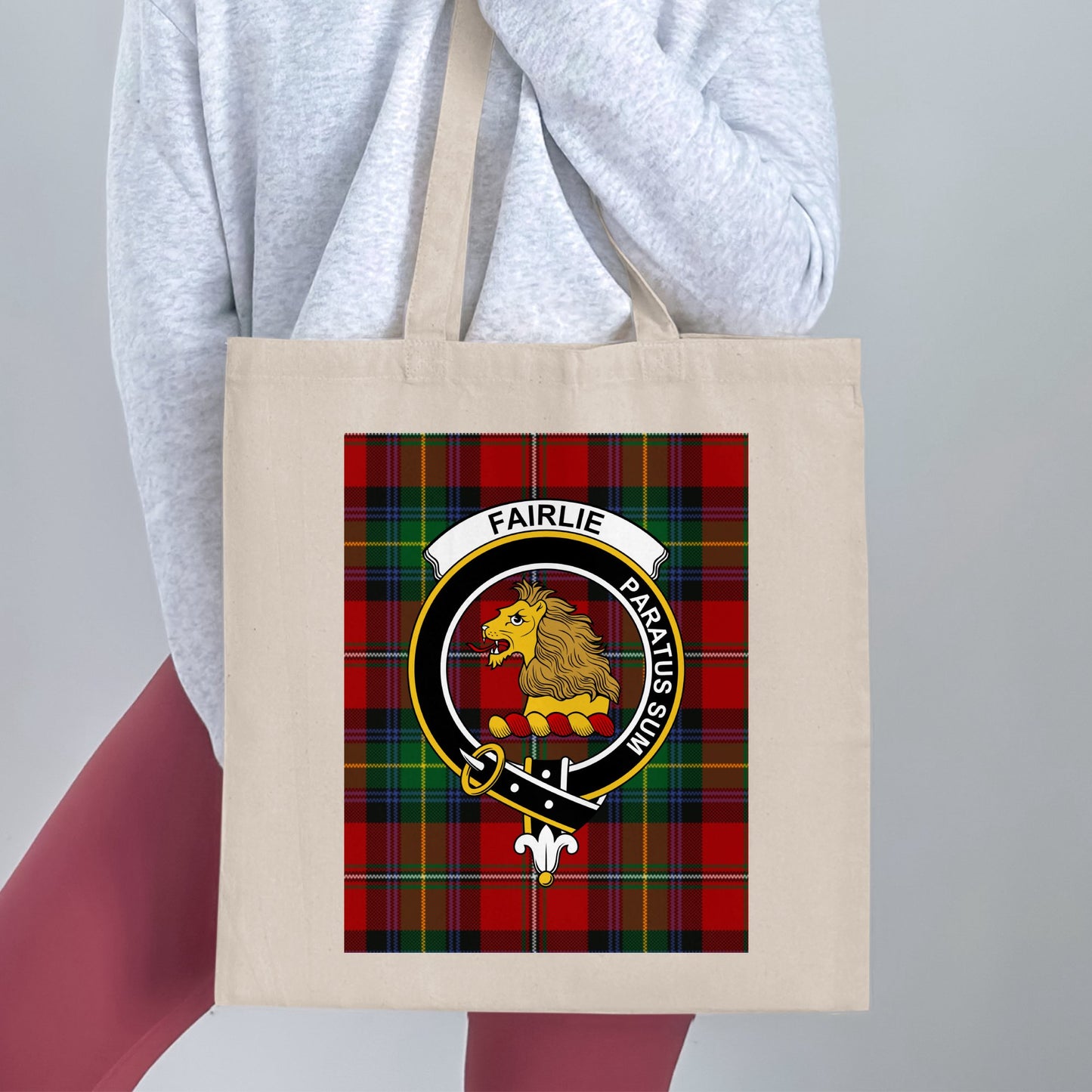 Fairlie Clan Scottish Tartan Crest Tote Bag - Living Stone Gifts