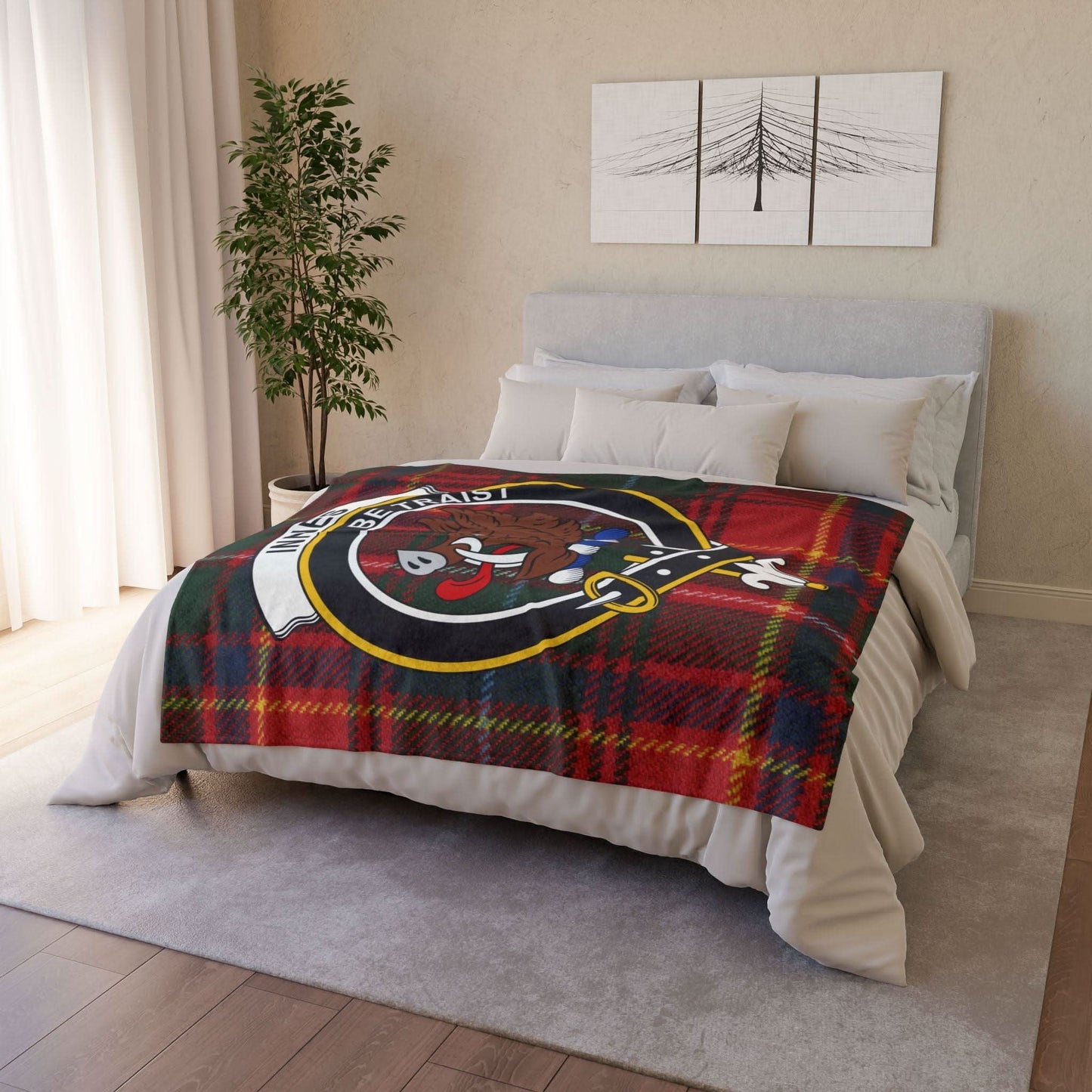 Innes Clan Tartan Blanket – Scottish Crest Throw, Soft & Cozy - Celtic Ancestry Gifts