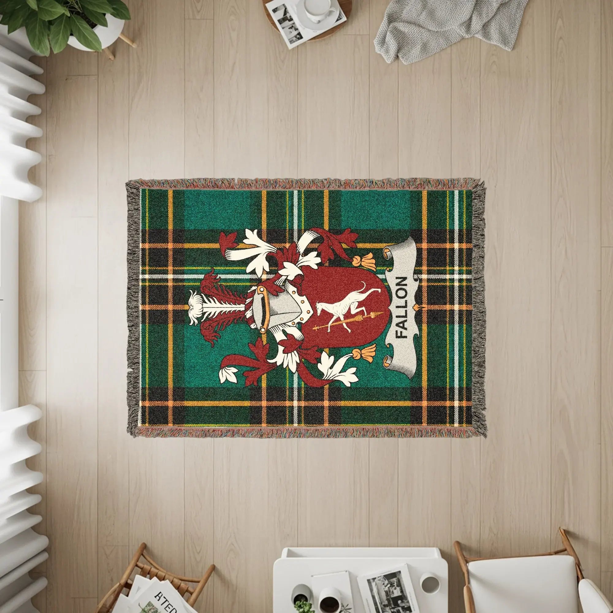Fallon Family Crest Green Plaid Blanket product type