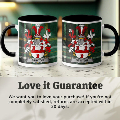 Heraldic Lion Crest Mugs, Stinton Family Coat of Arms, Ceramic Coffee Cups, Unique Ancestral Gifts, Set of 2
