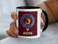 Walker tartan mug with a coloured accent handle and interior