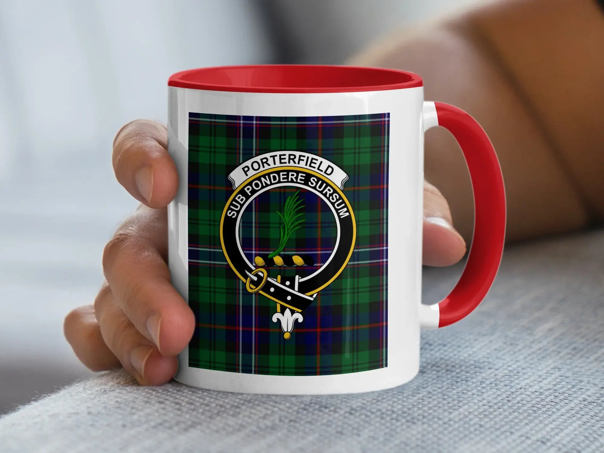 Porterfield Sub Pondere Sursum Green Tartan Mug