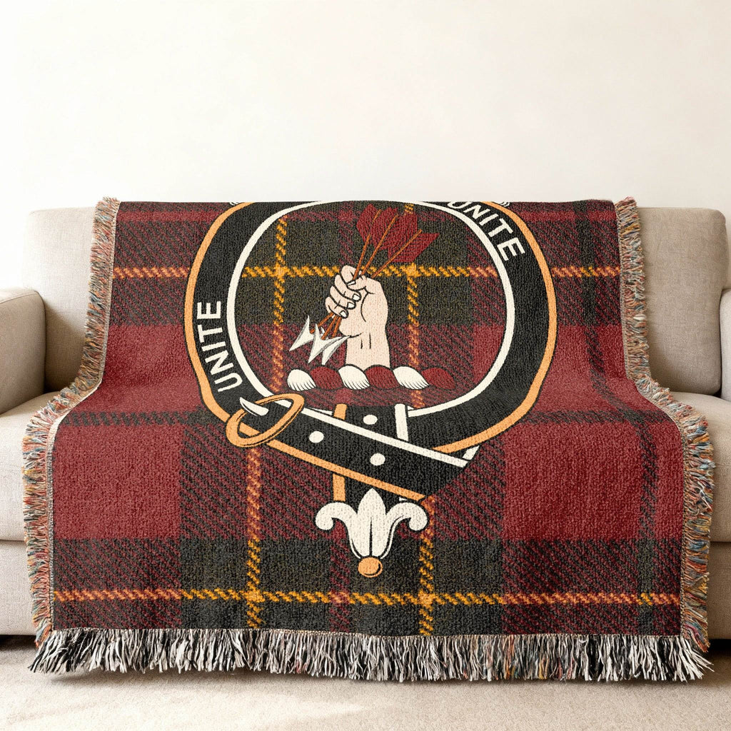 Brodie unite plaid woven blanket — fringe edge detail, three sizes available