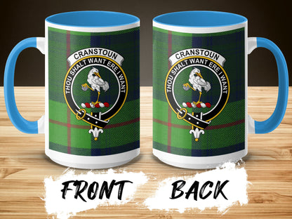 Clan Cranstoun Thou Shalt Want Ere I Want Crest Mug - Living Stone Gifts