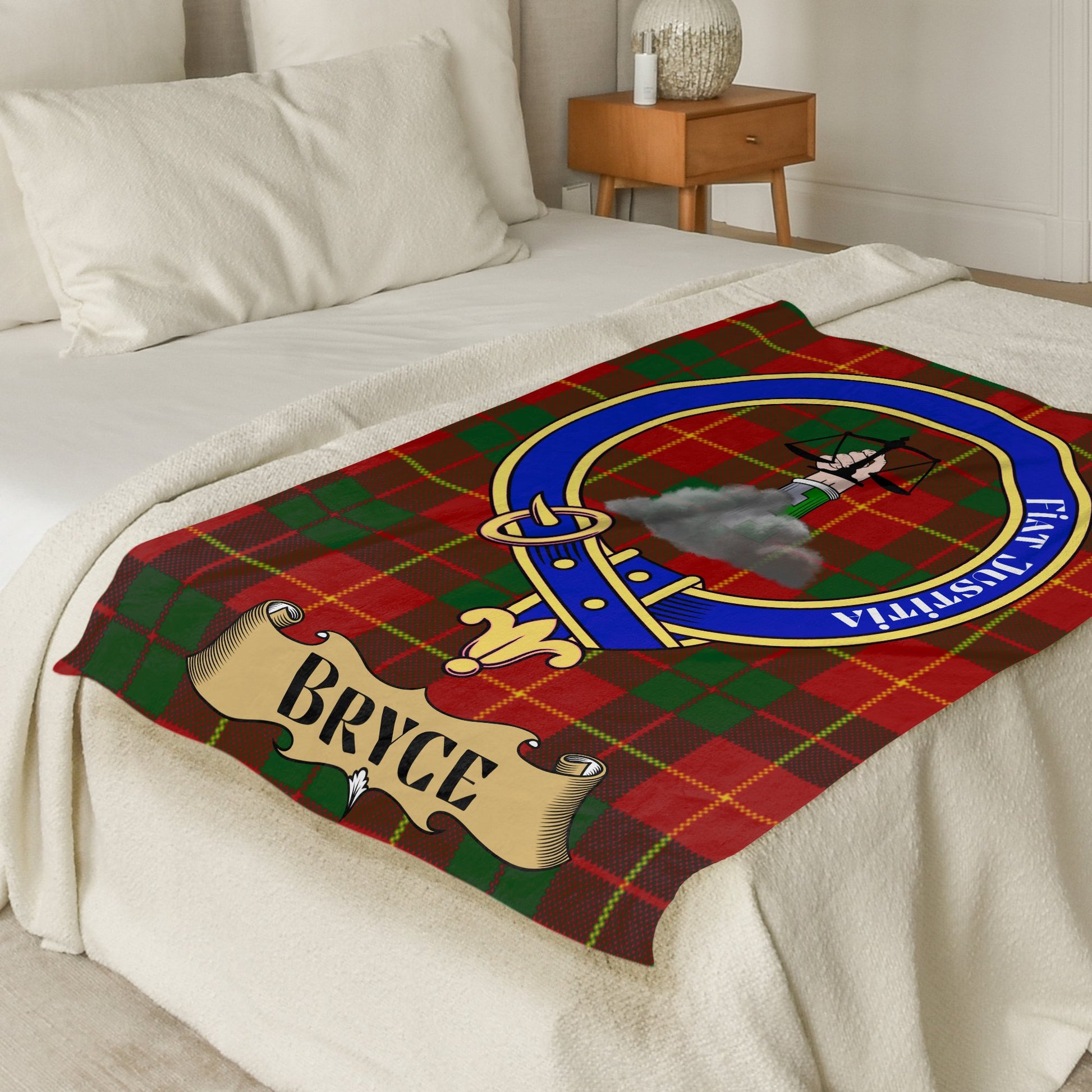 Scottish Clan Bryce Crest Tartan Throw Blanket - Living Stone Gifts