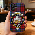 MacLachlan Fortis et Fidus clan crest tartan phone case — edge-to-edge plaid design with heraldic motto