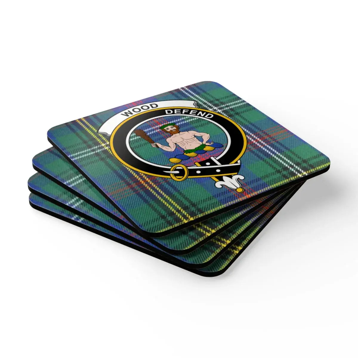 Tartan Wood Defend Crest Design Coaster product