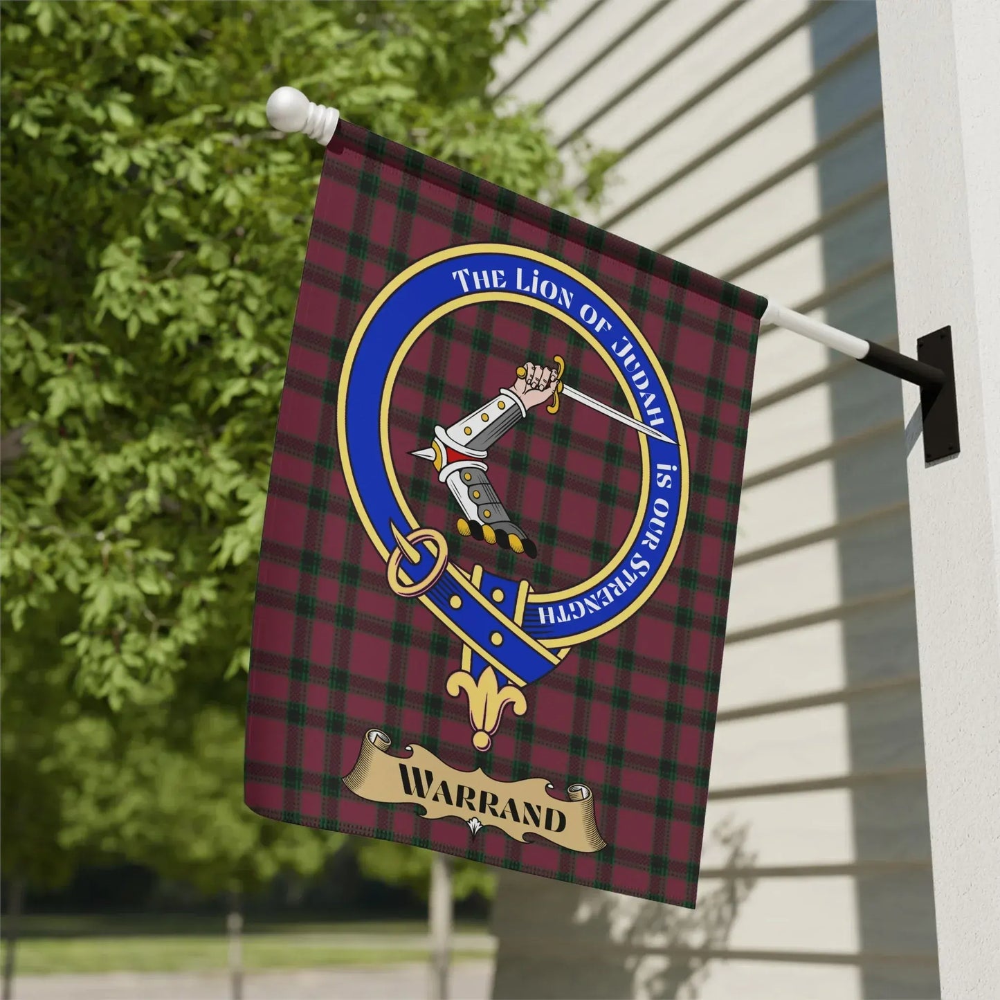 Clan Warrand Sword and Banner Plaid Flag product type
