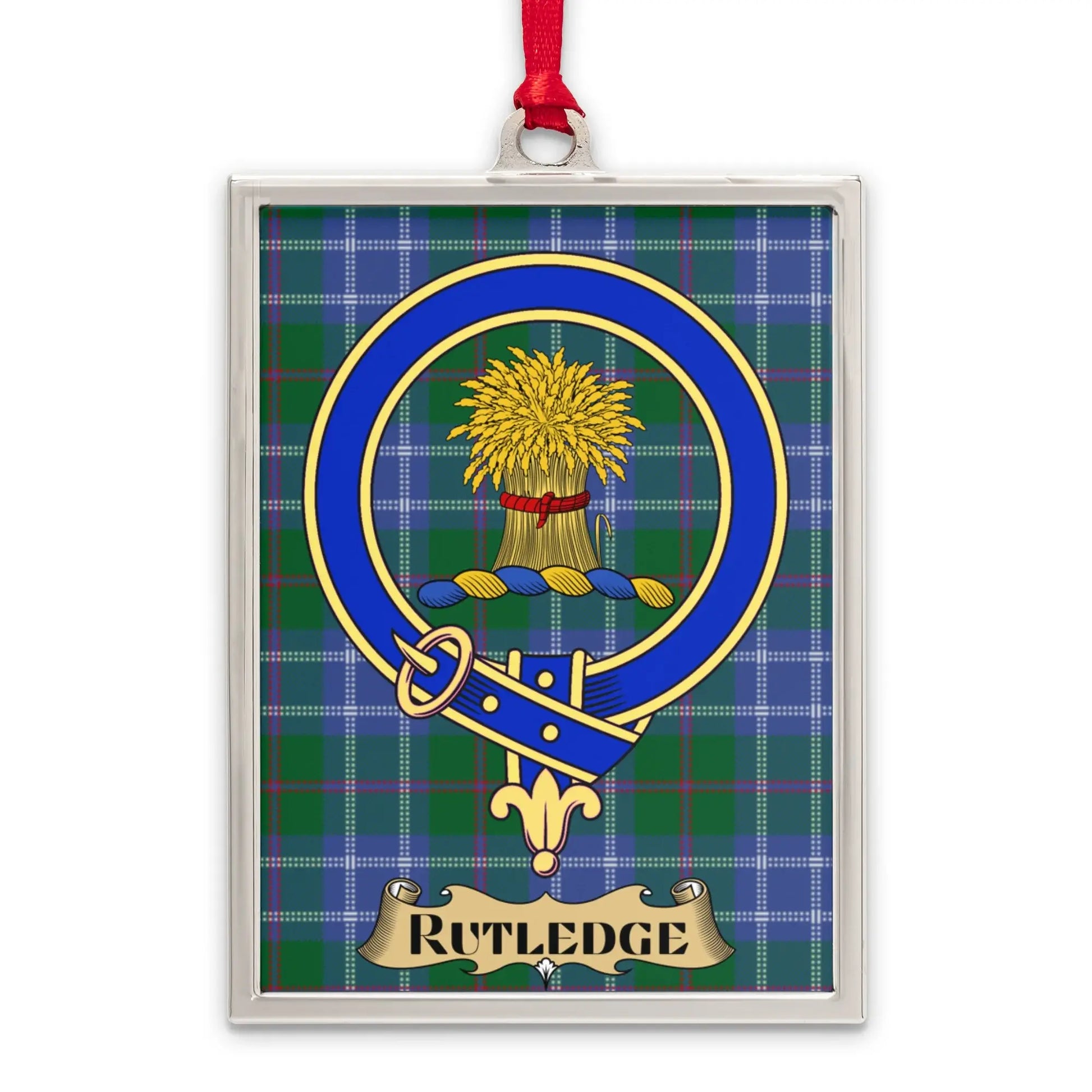 Rutledge Clan Crest Tartan Background Rectangular Product