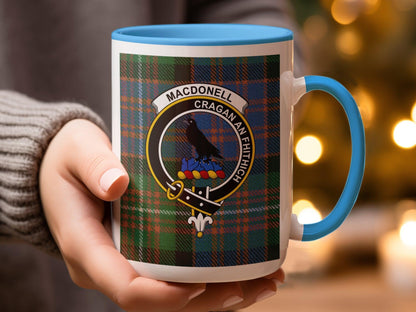 Macdonell Clan Crest Plaid Tartan Design Coffee Mug - Living Stone Gifts