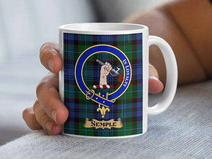 Semple Clan Crest Tartan Scottish Heritage Mug - Living Stone Gifts