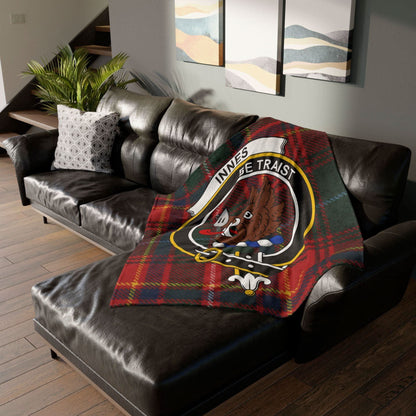 Innes Clan Tartan Blanket – Scottish Crest Throw, Soft & Cozy - Celtic Ancestry Gifts