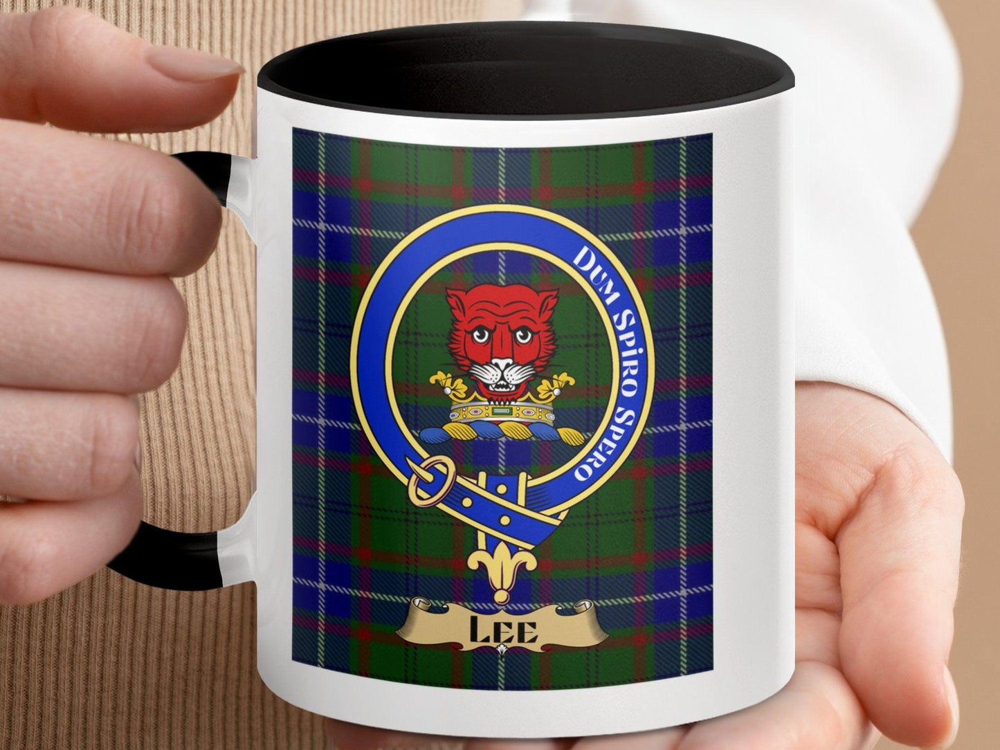 Bold Scottish Lee Clan Crest Tartan Plaid Design Mug - Living Stone Gifts