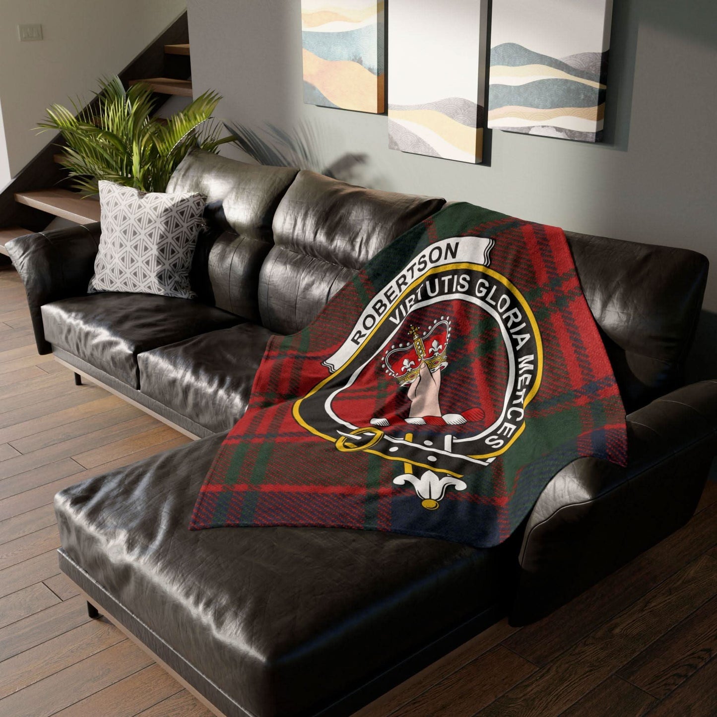 Robertson Clan Tartan Blanket – Scottish Crest Throw - Celtic Ancestry Gifts