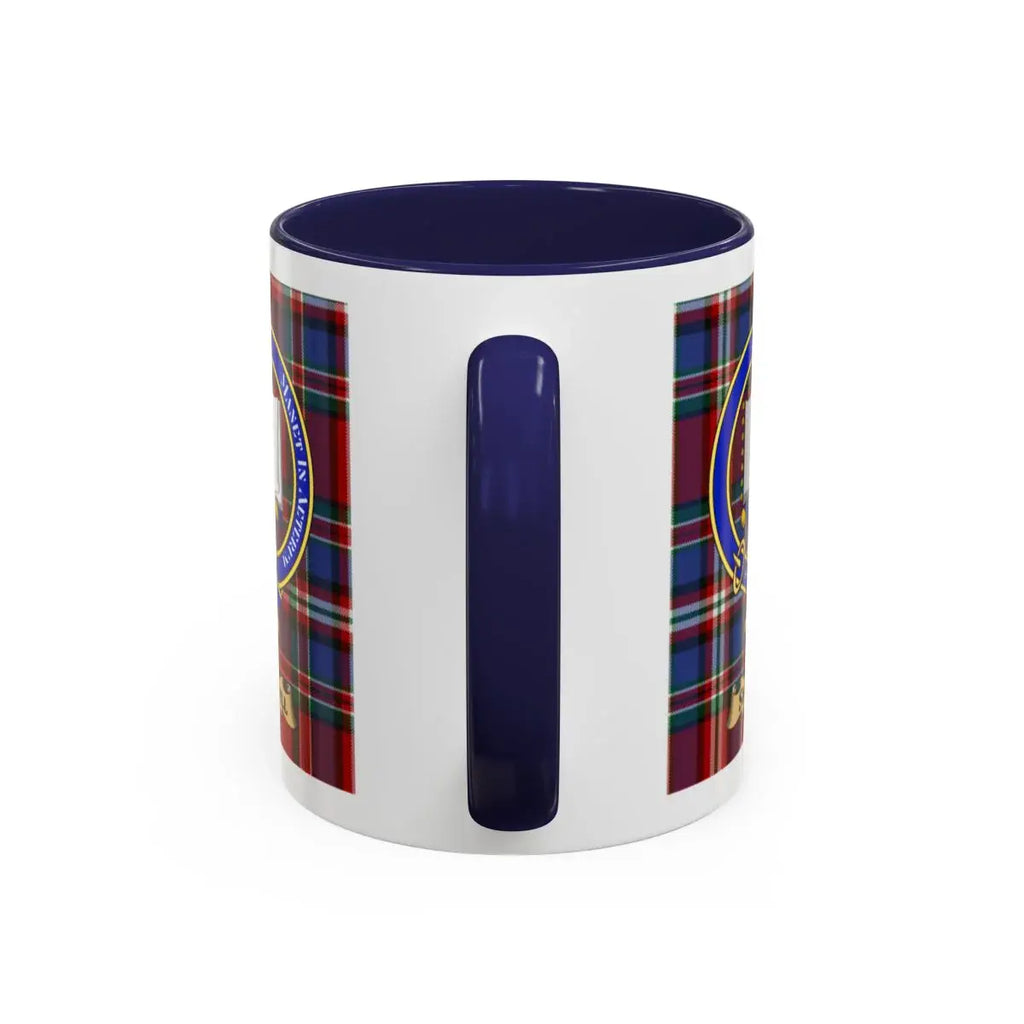 Spreull clan crest mug shown in 11 oz and 15 oz sizes