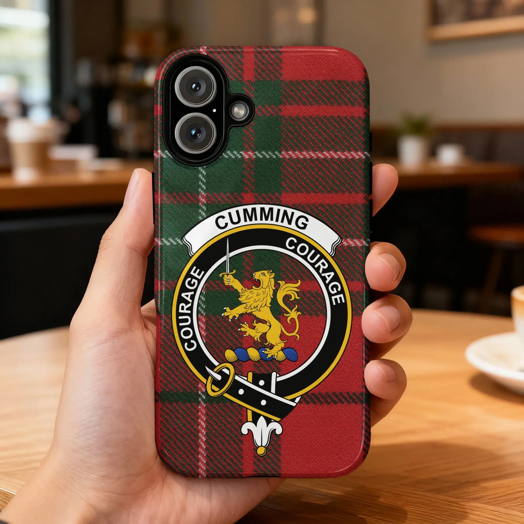 Courage Lion Plaid Design Phone Case for Protection
