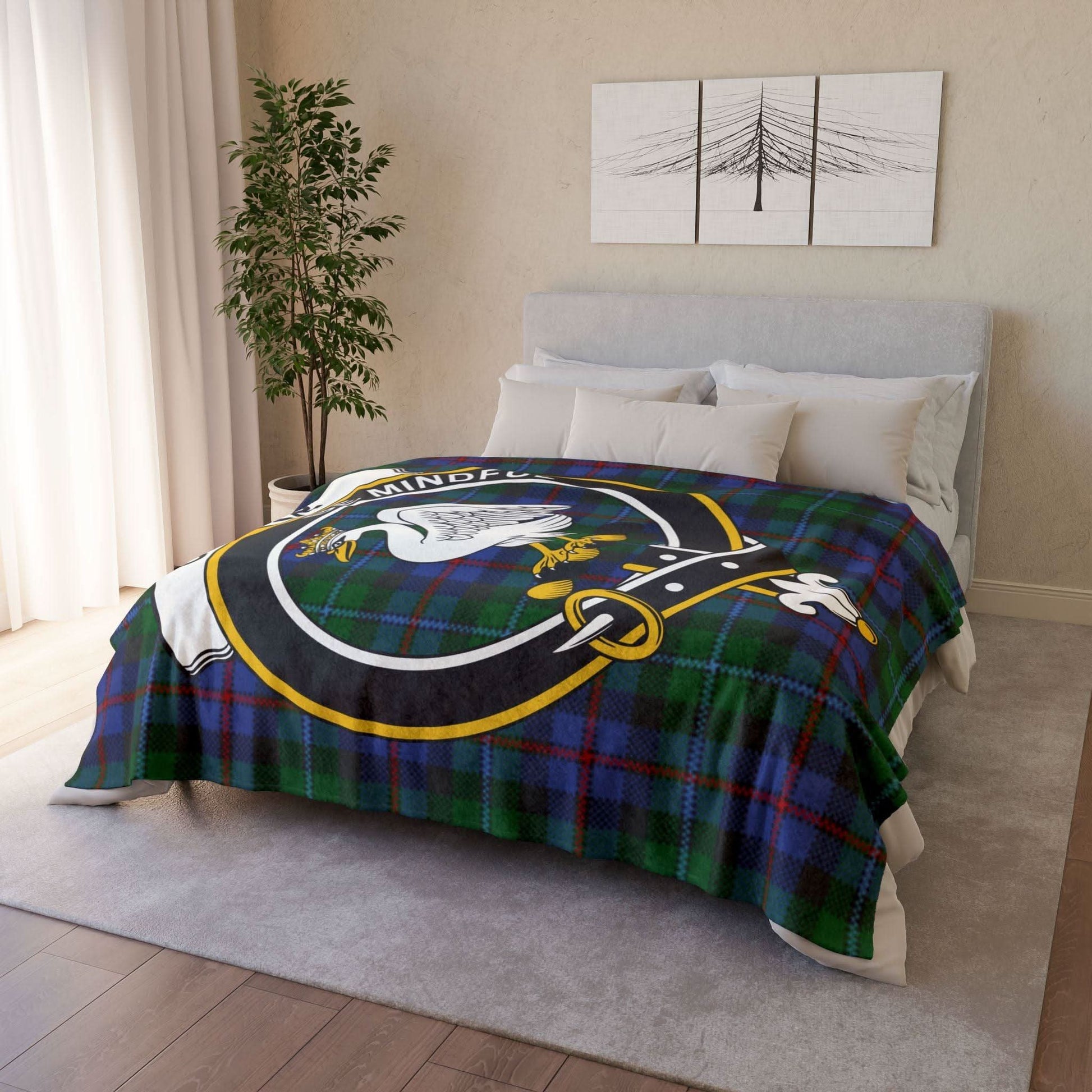 Calder Clan Crest Scottish Tartan Blanket - Celtic Ancestry Gifts