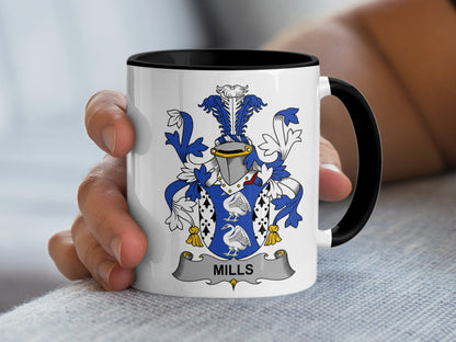 Mills Family Irish Surname Heraldic Crest Mug - Living Stone Gifts