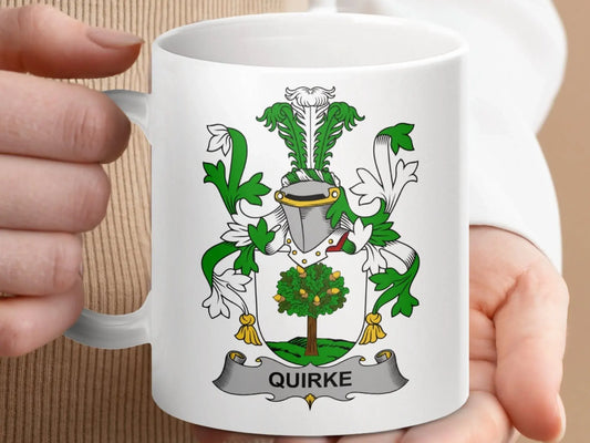 Quirke Surname Irish Family Crest Mug - Celtic Ancestry Gifts