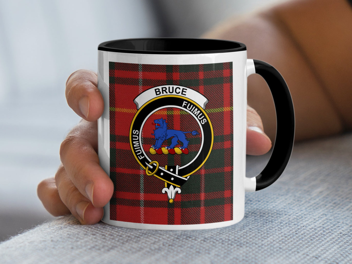 Scottish Red Plaid Bruce Clan Fumos Family Crest Mug - Living Stone Gifts