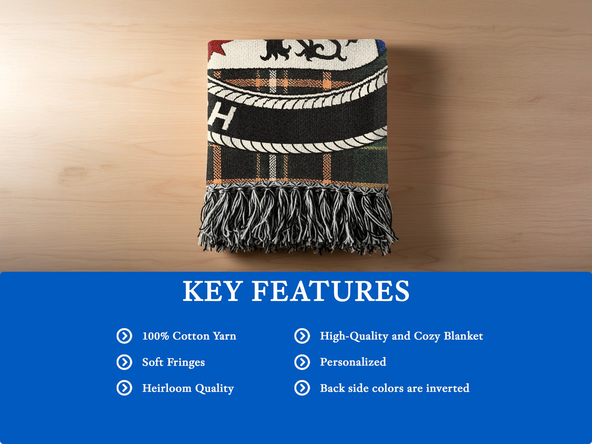 McKeown cotton woven blanket detail with decorative fringed edges