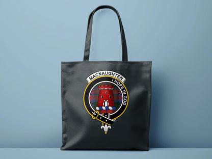 MacNaughten Hope In God Clan Crest Tartan Tote Bags - Celtic Ancestry Gifts