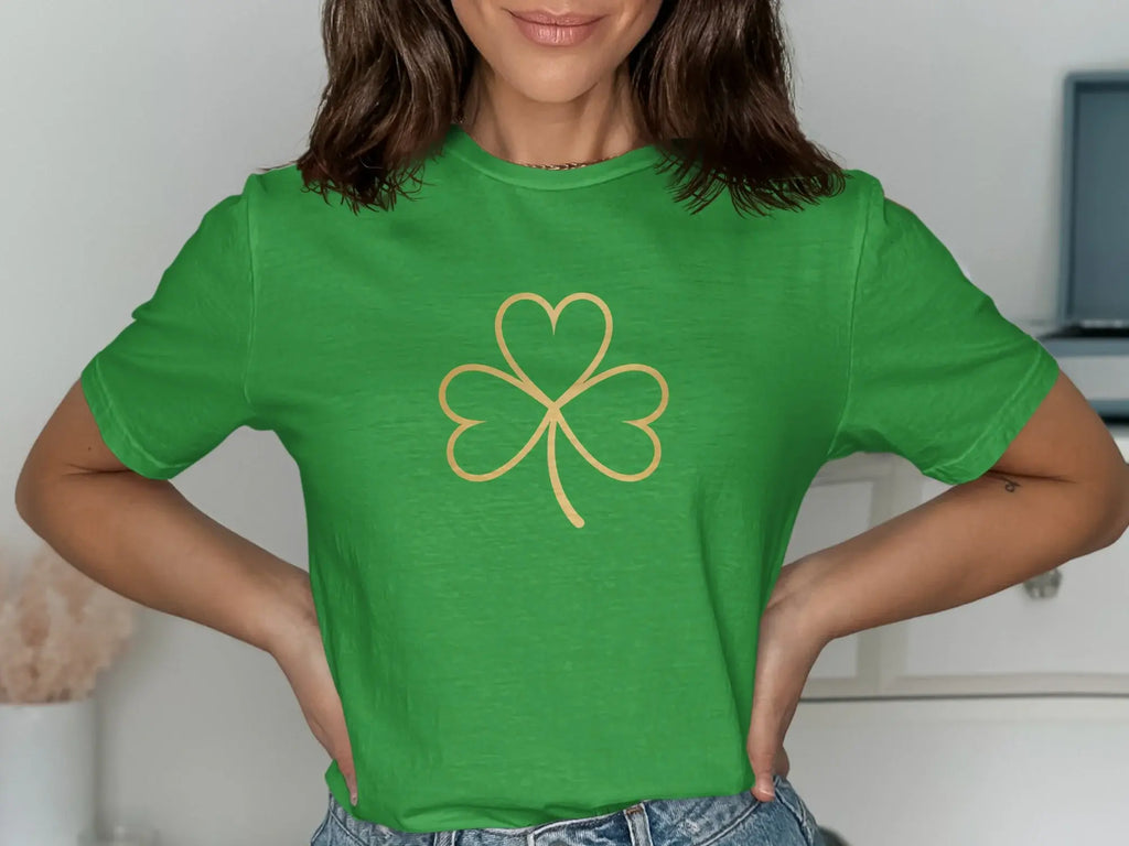Lucky Green Shamrock Tee with Heart Design Shirt