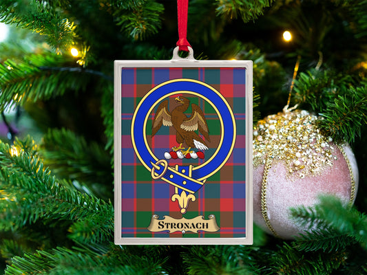 Stronach Family Crest Plaid Christmas Ornament product