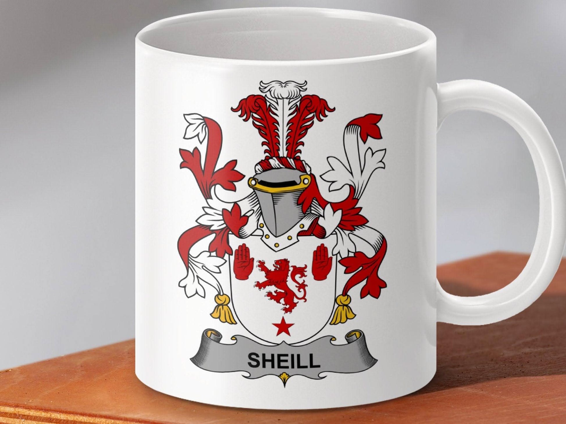 Sheill Family Crest Shield Emblem Mug - Celtic Ancestry Gifts