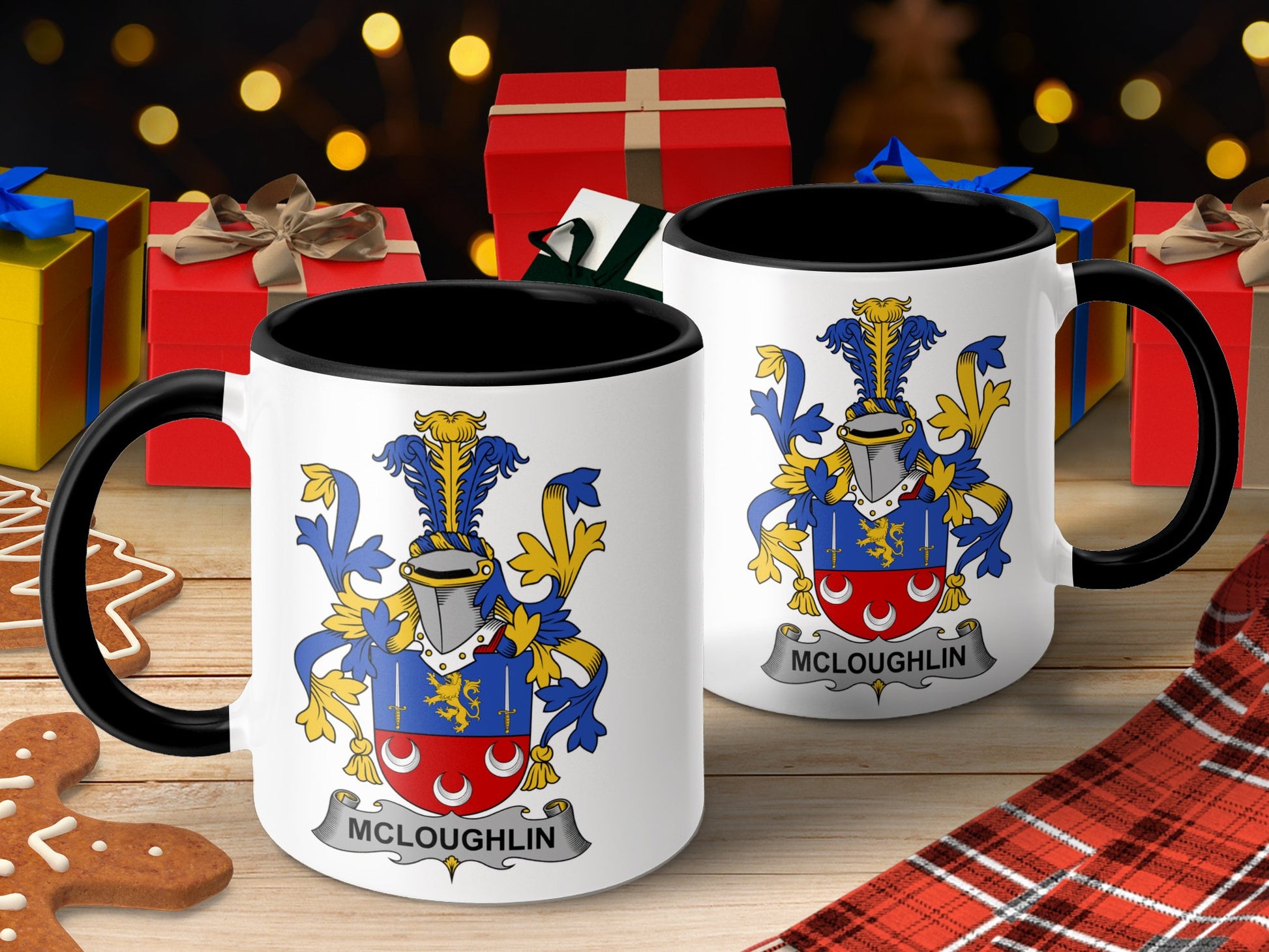 McLoughlin Surname Family Crest Irish Heraldry Mug - Living Stone Gifts