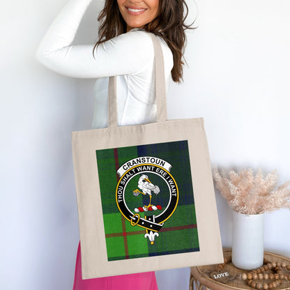 Cranstoun Clan Scottish Tartan Crest Tote Bag - Living Stone Gifts