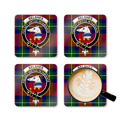 Belshes Clan Crest Tartan Design Coaster Set product
