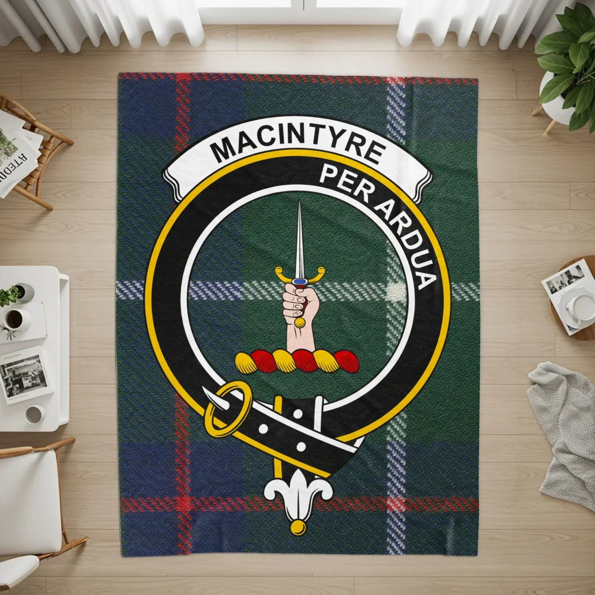 Macintyre Per Ardua Clan Plaid Emblem Rug product
