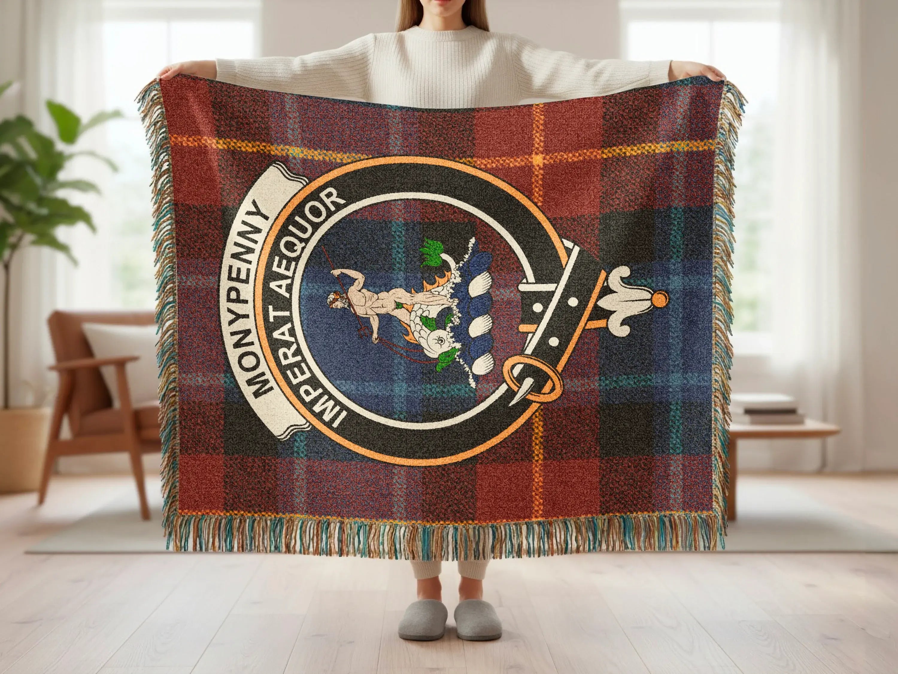 MonyPenny Imperat Aequor Crest Plaid Design Blanket