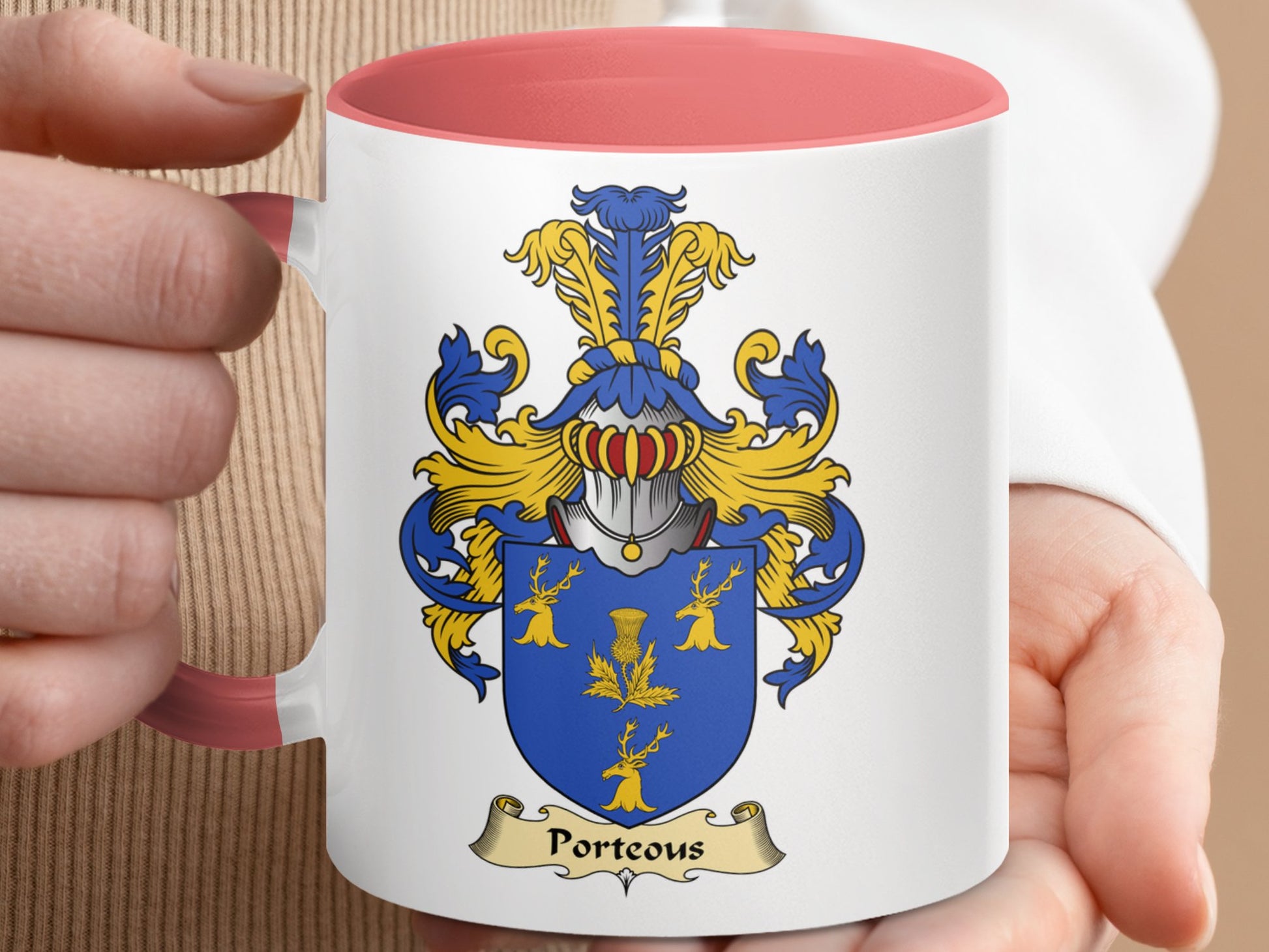 Porteous Scottish Clan Surname Coat of Arms Mug - Living Stone Gifts