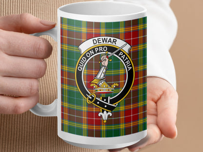 Clan Dewar Scottish Tartan Family Crest Mug - Living Stone Gifts