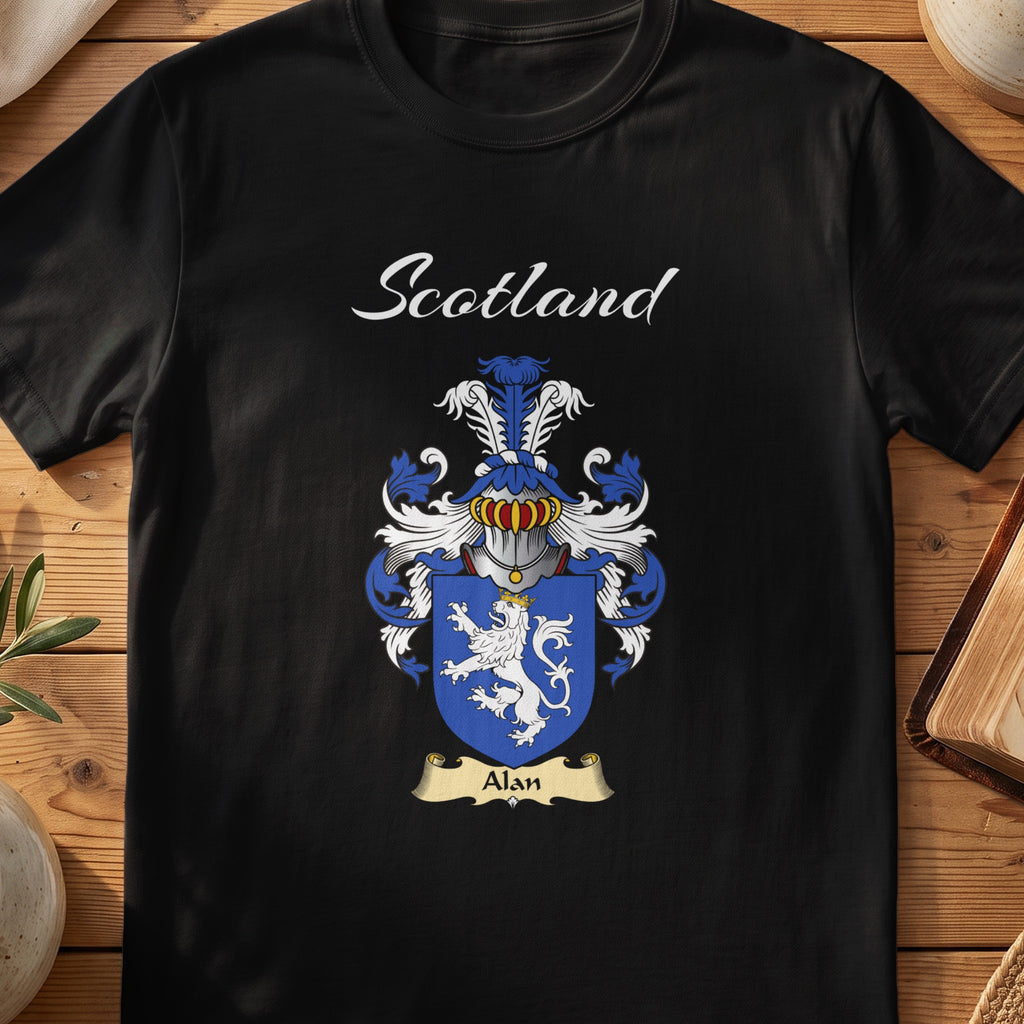 Alan Scottish family shield T-shirt in Black