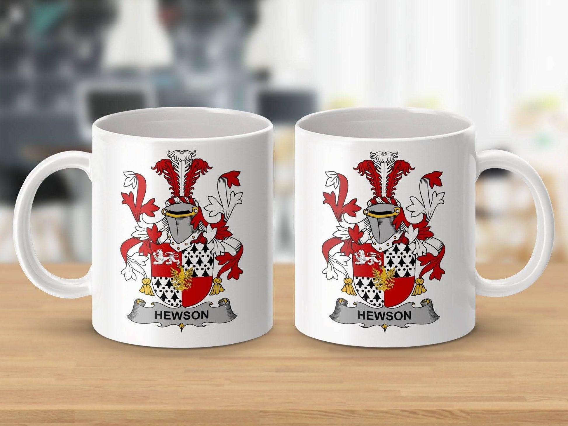 Hewson Surname Irish Family Crest Mug - Celtic Ancestry Gifts