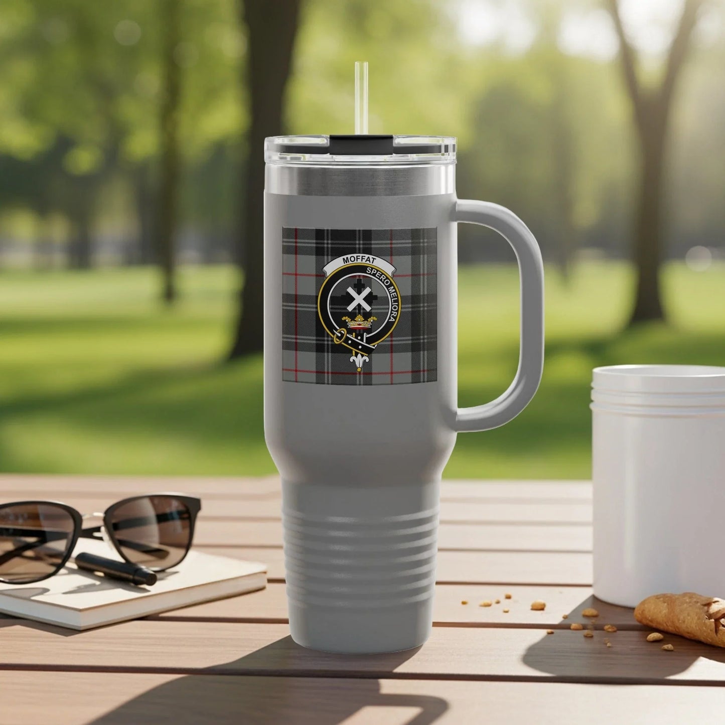 Stylish Gray Checkered Design Insulated Tumbler product