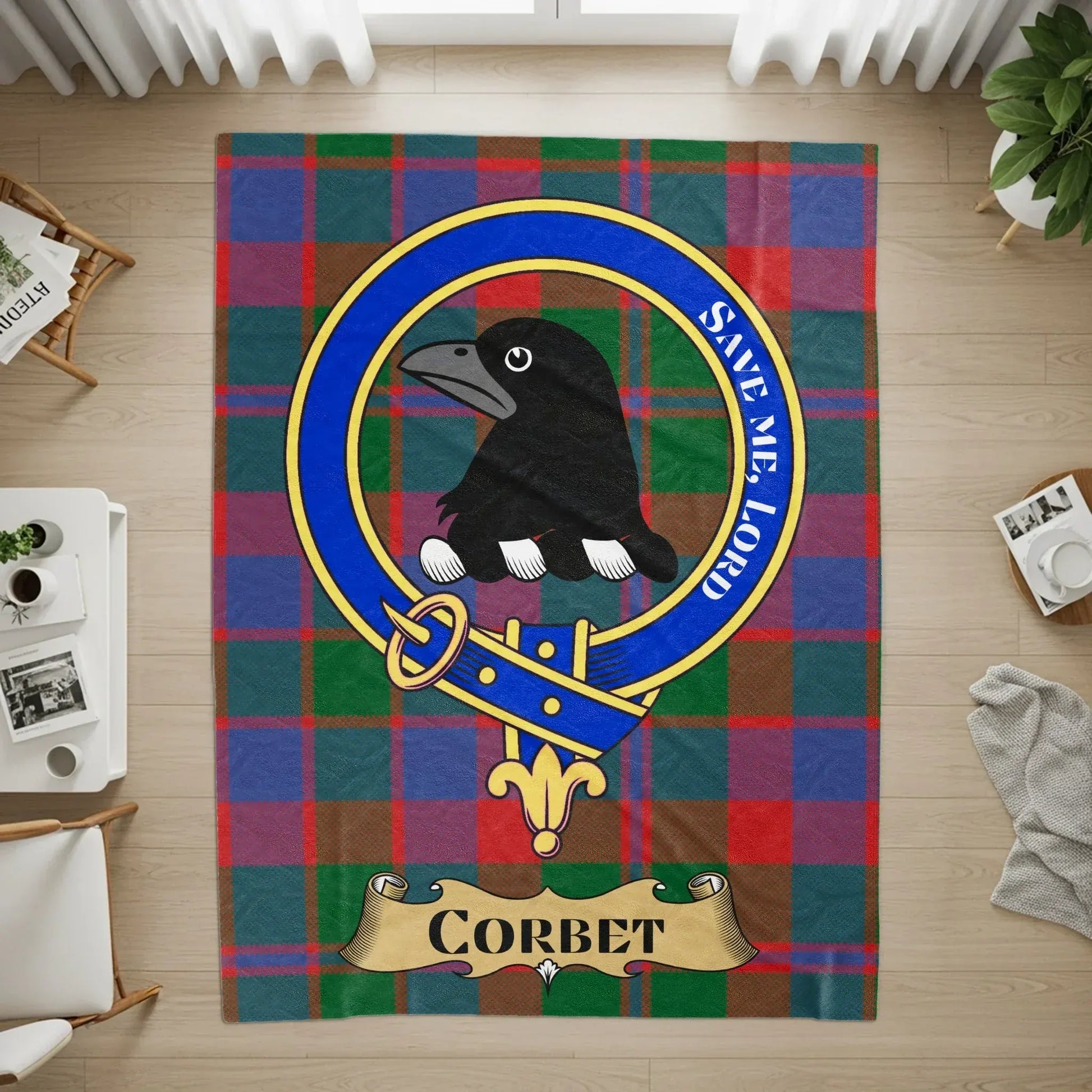 Colorful Corbet Family Crest Living Room Carpet product type