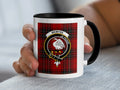 Wemyss je pense family crest plaid design mug — navy handle, glossy ceramic