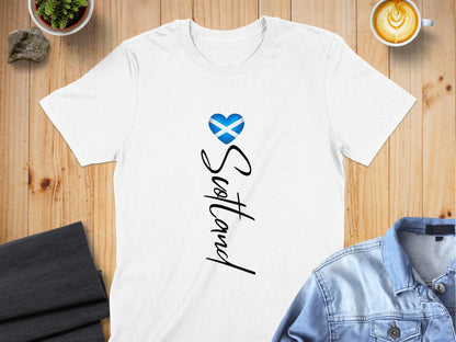 Scotland Heart with Text Vertical Design T-Shirt - Living Stone Gifts